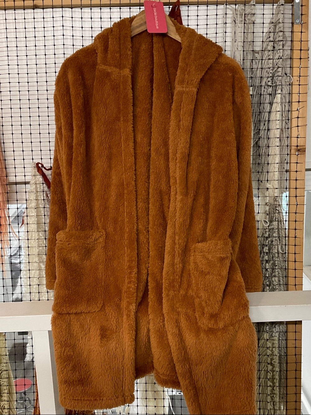 Cozy Hooded Teddy Jacket - Rust - Picture 2 of 2